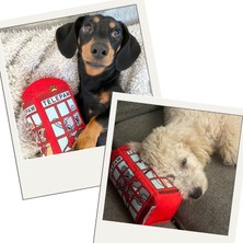 Wufwuf Peluş Telefon Kulübesi Vikvik Sesli Peluş Köpek Oyuncağı Londra Temalı Köpek Oyuncakları