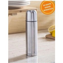 Heticaret Paslanmaz Çelik Mermi Termos  Bardak Özellikli Kapak 1000 ml 1 Litre