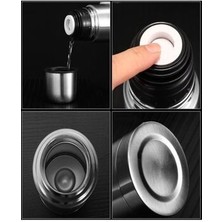 Heticaret Paslanmaz Çelik Mermi Termos  Bardak Özellikli Kapak 1000 ml 1 Litre