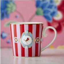 Pip Studio Love Birds Kırmızı/pembe Çizgili Küçük Mug 150 ml