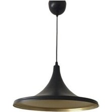 Mylights  37 cm  Mat Siyah  Içi Altın Metal Sarkıt Rustik Avize Retro Tekli