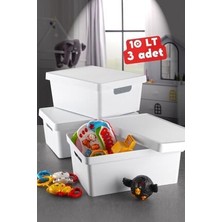 Nandy Home 10 Lt. Kapaklı Kutu 3 Adet Beyaz