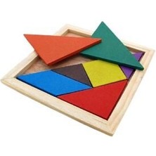 HYD 10 Adet Ahşap Tangram Zeka Gelişim Eğitici Oyuncak Mini Boy 7x7 cm 10 Adet