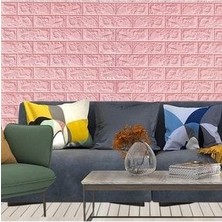 Renkli Duvarlar Kendinden Yapışkanlı 3D Duvar Kağıdı Paneli 70X38 cm Pembe
