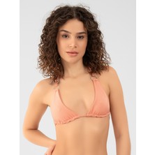 PINKYSWIM Taşlı Halkalı Nude Bikini Üstü