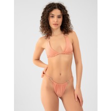 PINKYSWIM Taşlı Halkalı Nude Bikini Üstü