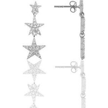 Söğütlü Silver Gümüş Rodyumlu Zirkon Taşlı  Kayan Yıldızlar Küpe