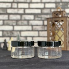 2\\\\\\\'li 250 ml Şeffaf Plastik Kavanoz Yatay Siyah Kapaklı