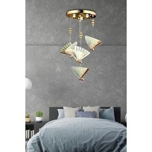 Burenze Elegance Modern Kelebek Tasarım Dörtlü Sarkıt LED Avize Rose Gold Sarı Harika Görsel BURENZE813