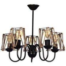 Özpolat Aydınlatma Samara 5 Li Avize Siyah (Halatlı Şapkalı)