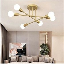 Fer Avize  Örümcek 6’lı Çapraz Modern Spor Plofonyer Eskitme Avize (Ampulsüz)
