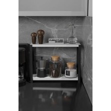 Cmkstore Metal Mutfak Tezgah Üstü Organizer 2 Yüksek Raflı Banyo Mutfak Düzenleyici Beyaz