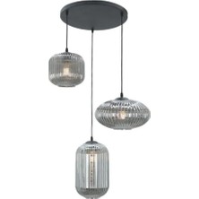 Demet Habek My Lights Demet Habek Mylights Füme Camlı Rustik Salon Avize Taban 40 cm