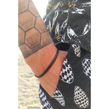 Trend Collection Snake Unisex Kararmaz Siyah Çelik Bileklik