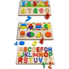 Türk Toys Ahşap Puzzle 3'ü 1 Arada Alfabe-Geometri-Sayılar