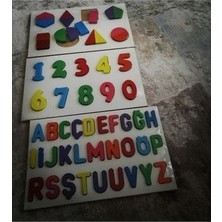 Türk Toys Ahşap Puzzle 3'ü 1 Arada Alfabe-Geometri-Sayılar