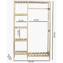 Pinoxi Ahşap Açık Gardırop 30X100X160 cm