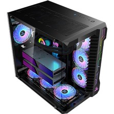 Snt Luobin Iıı Midi Tower Atx Akvaryum 750 Watt 80+ Güç Kaynağı 7x Argb Fan Uzaktan Kumanda Kontroller Siyah Gaming Kasa