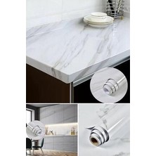 Trendpoint 60 cm x 300 cm Mermer Desen Mutfak Banyo Dolap Tezgah Üstü Folyo Kaplama