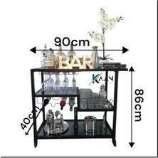 Kaan Metal Art Harpy Lüks Servis Arabası & Dresuar(Füme Camlı)