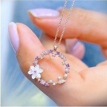 Mia Vento Manolya Çiçeği Sevgi Haresi Rose Renk Flowers Gümüş Kolye