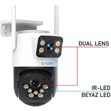 O-Kam 4047 2mp+2mp Çift Lensli Hareketli Gece Renkli Ptz Wifi Güvenlik Kamerası