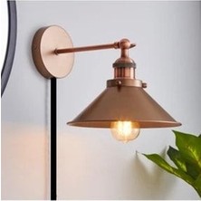 Rsylight Retro Metal Mat Bakır Kaplama Kaplolu Anahtarlı Rustik Duvar Aplik Çap:22