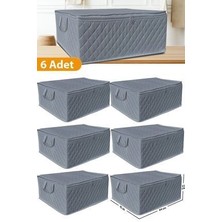 Serstil 6 Adet - Kapitoneli Baza ve Çekyat Tipi Hurç 64 x 45 x 22 cm Gri