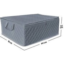 Serstil 6 Adet - Kapitoneli Baza ve Çekyat Tipi Hurç 64 x 45 x 22 cm Gri