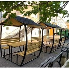 Puhu Ahşap Aksesuar Japon Çatı Model Ahşap Kamelya/çardak Piknik Masası (6 Kişilik) Jkç6-96