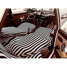 Zifona Tofaş Şahin Zebra Desenli Oto Koltuk Kılıfı Çizgili Servis Kılıfı Siyah