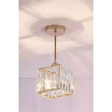 Luna Lighting Modern Luxury Sarkıt Avize Hol Antre Sarı Kare Kristal Taşlı Avize