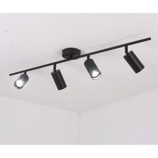 Mylights  Mat Siyah  Gün Işığı Ledli 4lü Les Spot Aydınlatma Hareketli