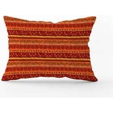 Cango Home Kırmızı Etnik Afrika Desenli Dijital Baskılı Kırlent KILIFI-CGH1263-3550 Çift Tarafı Baskılı