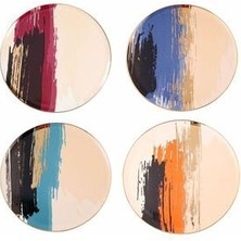 Porland Dash Düz Servis Tabağı 27CM Karma 4 Kişilik