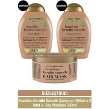 Ogx Düzleştirici Brazilian Keratin Smooth Sülfatsız Şampuan X2 + Sülfatsız Saç Maskesi