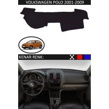 Guerrino Volkswagen Polo 2001-2009 Model Için Torpido Koruma Halısı Siyah Renk Siyah Kenar