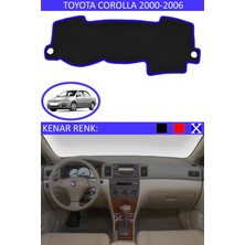 Guerrino Toyota Corolla 2000-2006 Model Için Torpido Koruma Halısı Siyah Renk Mavi Kenar