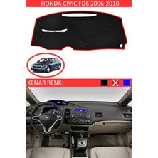 Guerrino Honda Cıvıc Fd6 2006-2010 Model Için Torpido Koruma Halısı Siyah Renk Kırmızı Kenar