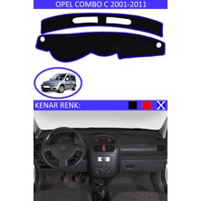 Guerrino Opel Combo C 2001-2011 Model Için Torpido Koruma Halısı Siyah Renk Mavi Kenar