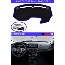 Guerrino Fiat Egea Ekranlı 2017-2022 Model Için Torpido Koruma Halısı Siyah Renk Mavi Kenar