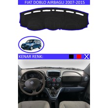 Guerrino Fiat Doblo Airbagli 2007-2015 Model Için Torpido Koruma Halısı Siyah Renk Mavi Kenar