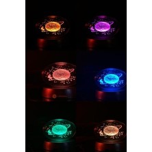 Lapidaria Satürn Temalı Işıklı 3D LED Işıklı Cam Küre ve Lotus Kamelya Çiçeği Kolye