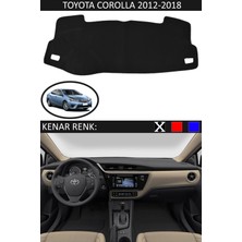 Guerrino Toyota Corolla 2012-2018 Model Için Torpido Koruma Halısı Siyah Renk Siyah Kenar