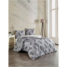 Üntaşlife Çift Taraflı Gri Desenli Nevresim Seti 160 x 220 cm Tek Kişilik Yastık Kılıfı ile