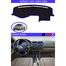 Guerrino Honda Cıvıc 2003-2005 Model Için Torpido Koruma Halısı Siyah Renk Mavi Kenar