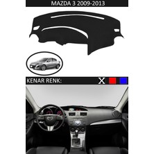 Guerrino Mazda 3 2009-2013 Model Için Torpido Koruma Halısı Siyah Renk Siyah Kenar