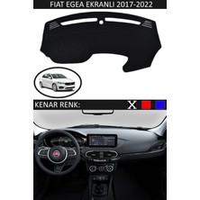 Guerrino Fiat Egea Ekranlı 2017-2022 Model Için Torpido Koruma Halısı Siyah Renk Siyah Kenar