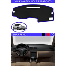 Guerrino Volkswagen Golf 4 1997-2003 Model Için Torpido Koruma Halısı Siyah Renk Mavi Kenar