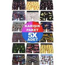 Cnt Erkek 5 Adet Rastgele Sürpriz Desenli Boxer - Özel Gizemli Paketinde Sürpriz Boxer